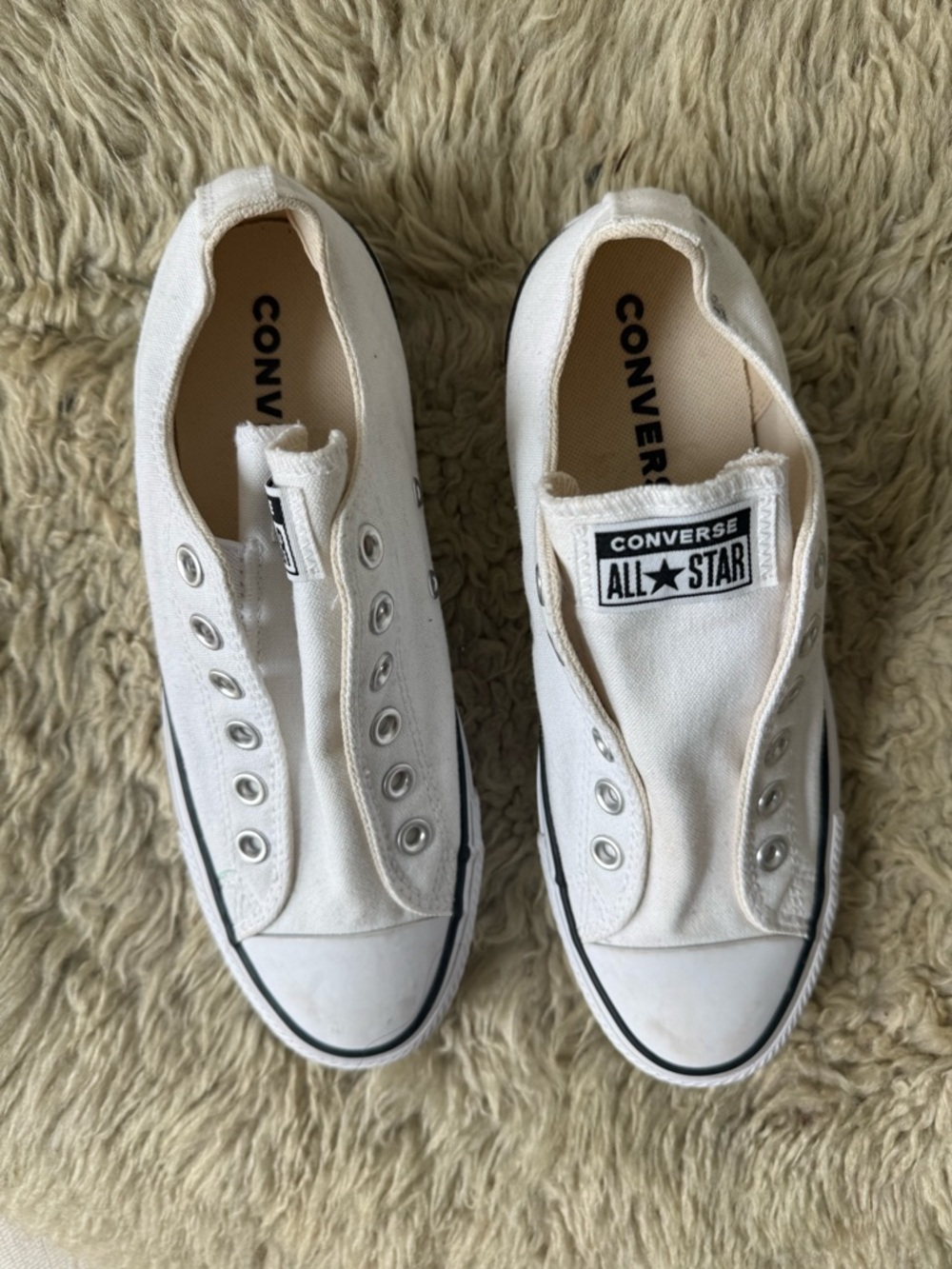 Converse White Slip-On Low Top Canvas Sneakers - Picture 3 of 5
